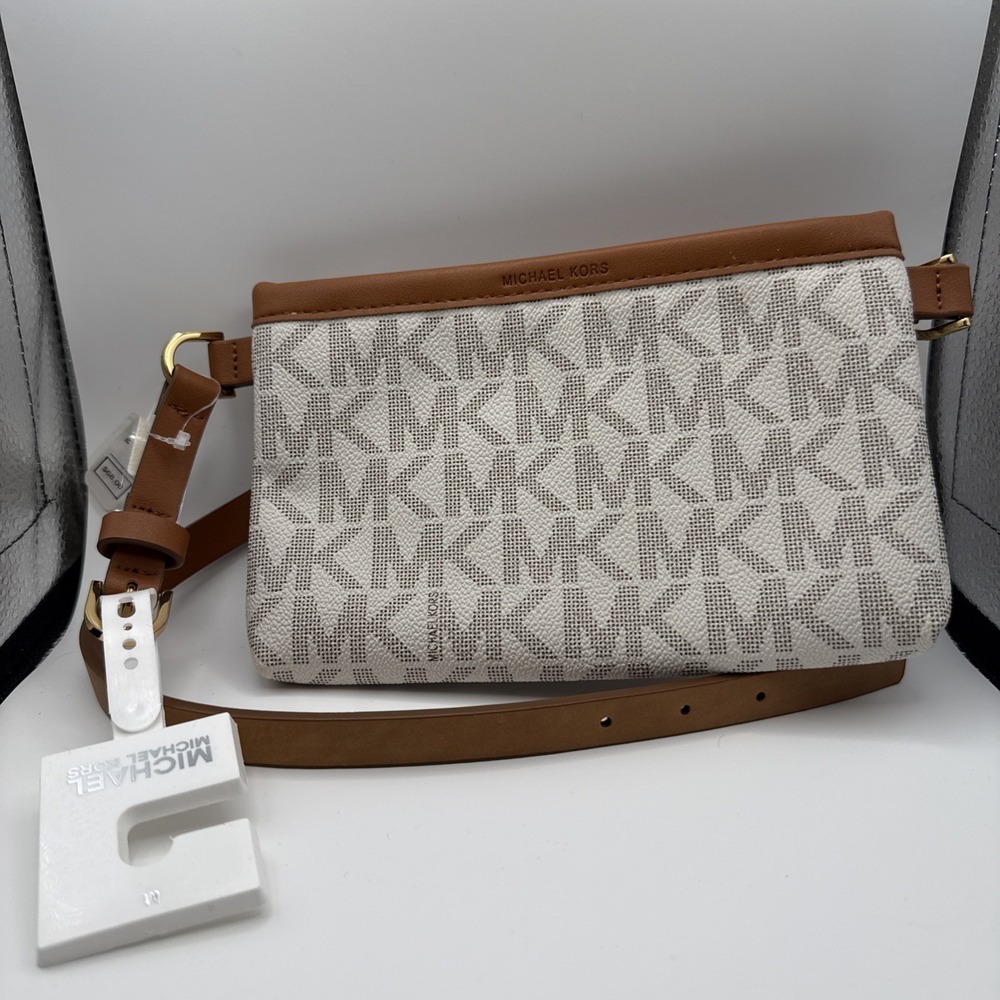Michael Kors Belt Fanny Pack Adjustable MK Logo Womens Travel Wearable Bag NEW
